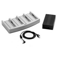 UNIVERSAL BATTERY CHARGER 4-SLOT BASE. INCLUDES: POWER SUPPLY AND DC LINE CORD. ORDER 3-WIRE GROUNDED AC LINE CORD SEPARATELY AND CORRESPONDING BATTERY ADAPTER.